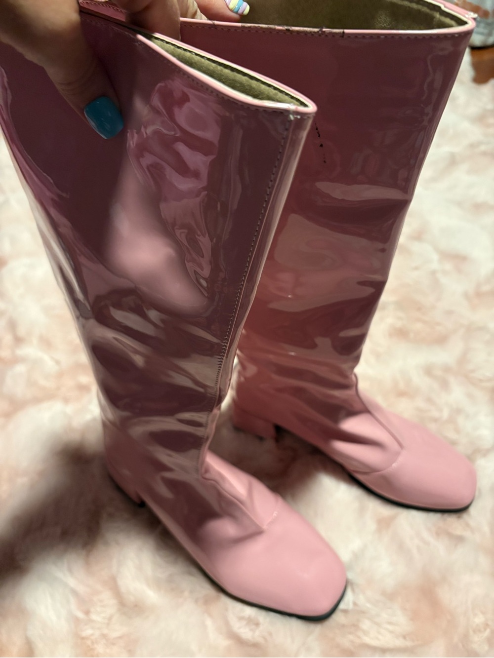 Pink Patent Knee-High Women's Boots